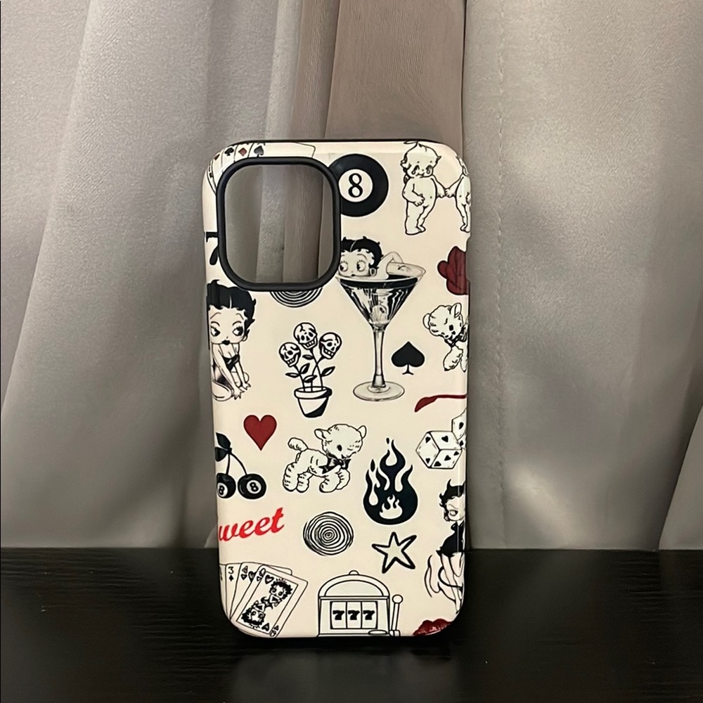 Betty Boop Stylish Cartoon Pattern Phone Case - Black and White - Picture 1 of 2